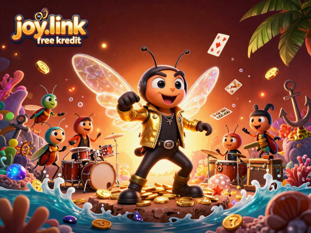Experience excitement with joy.link free kredit as the cicada rock star shines in a vibrant casino scene.
