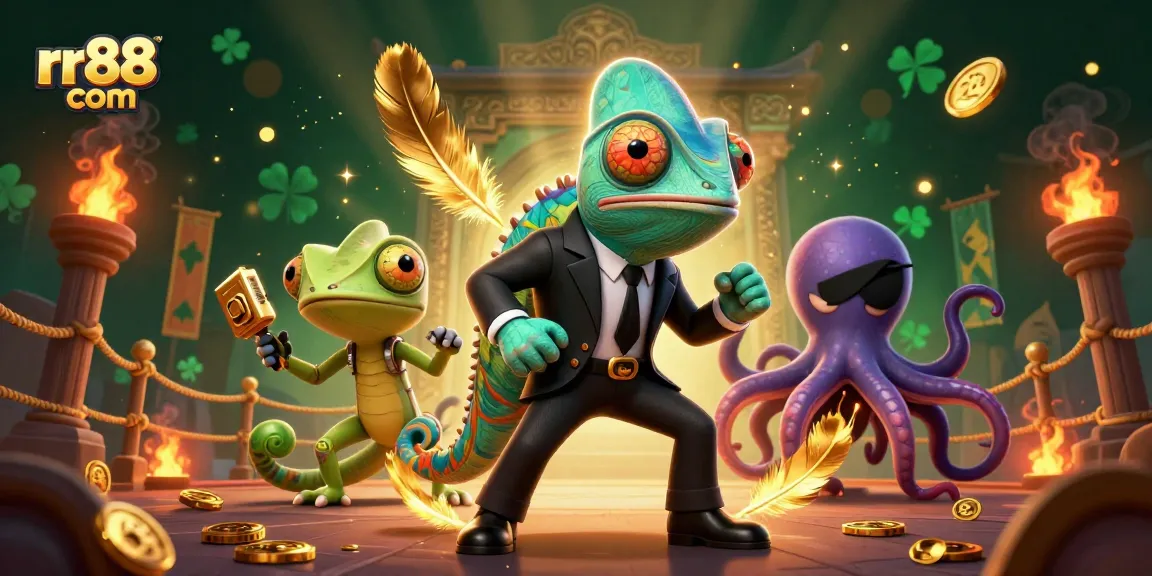 Experience thrilling gaming with rr88 com's dynamic casino illustration featuring vibrant characters and exciting elements.