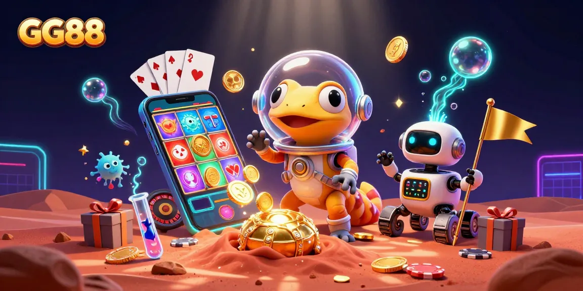 Engage with GG88's exciting Martian casino adventure, highlighting thrilling slot games and vibrant action.