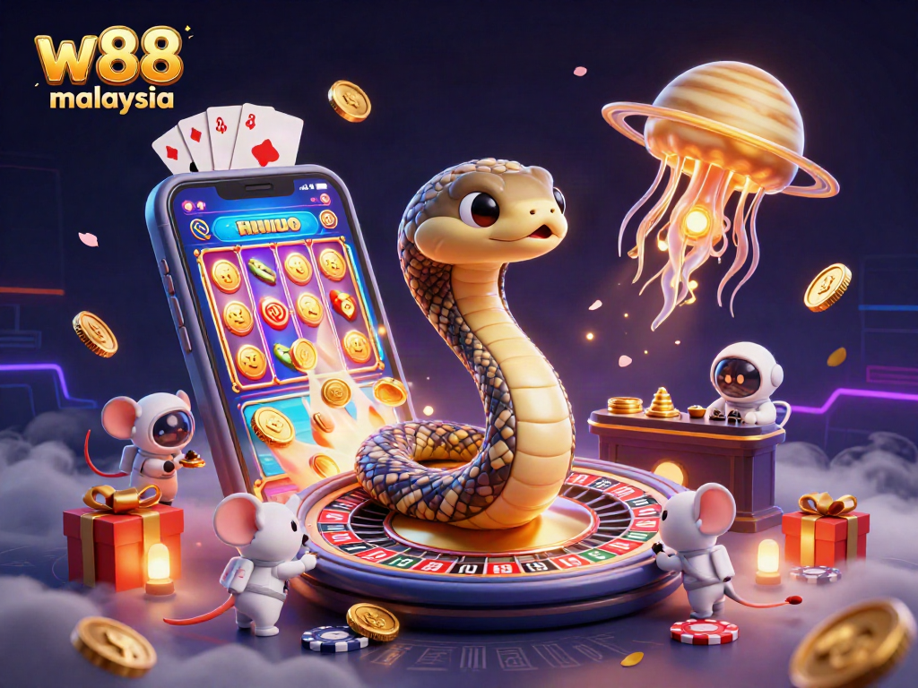 Wager on w88 Malaysia's thrilling games with astronaut mice betting in a cosmic casino.