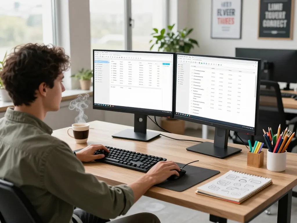 Workspace with tech gadgets for productivity, showcasing innovative tools and a modern office setup.