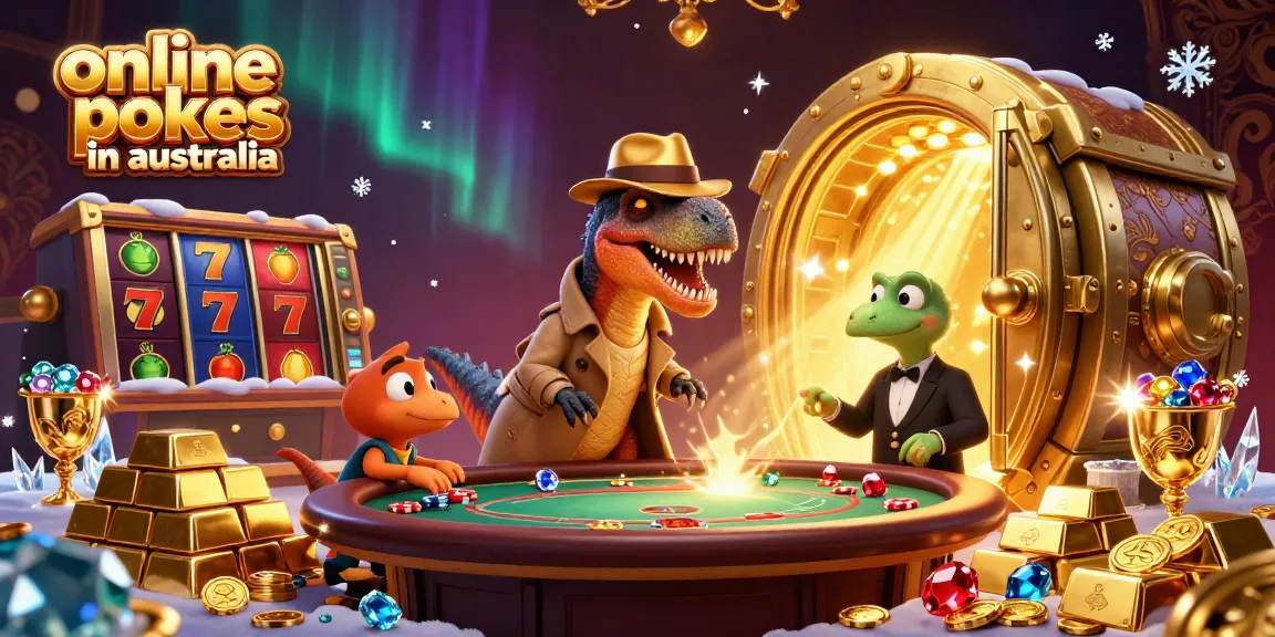 Catch the excitement of online pokies in Australia with a playful velociraptor in action.