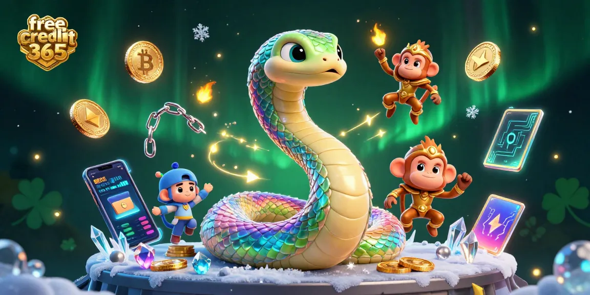 Spin and win at free credit 365 with vibrant visuals of casino-themed magic and crypto excitement.