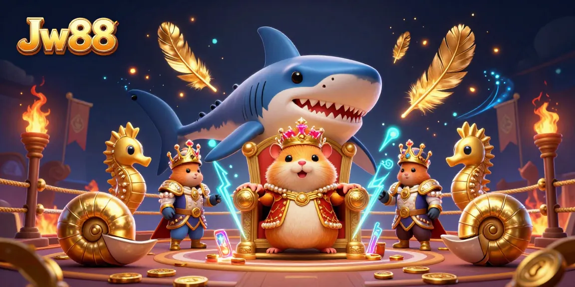 Experience excitement at Jw88 with a vivid 3D illustration of an online casino showdown.