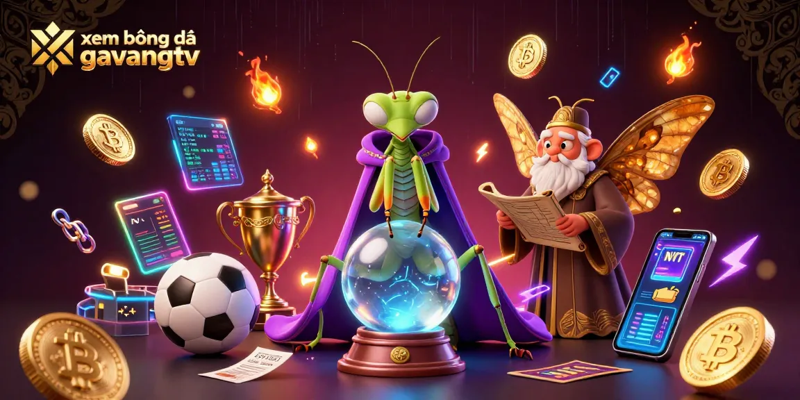 Betting strategies at xem bóng đá gavangtv depicted in vibrant 3D illustration with fortune teller and sports elements.
