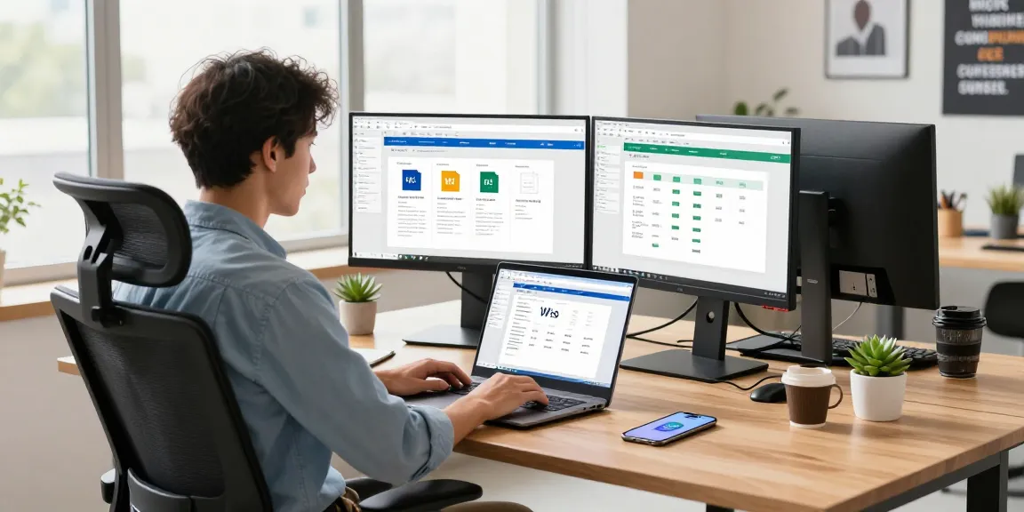 Workspace setup featuring the WPS Official Website applications for productivity and collaboration.