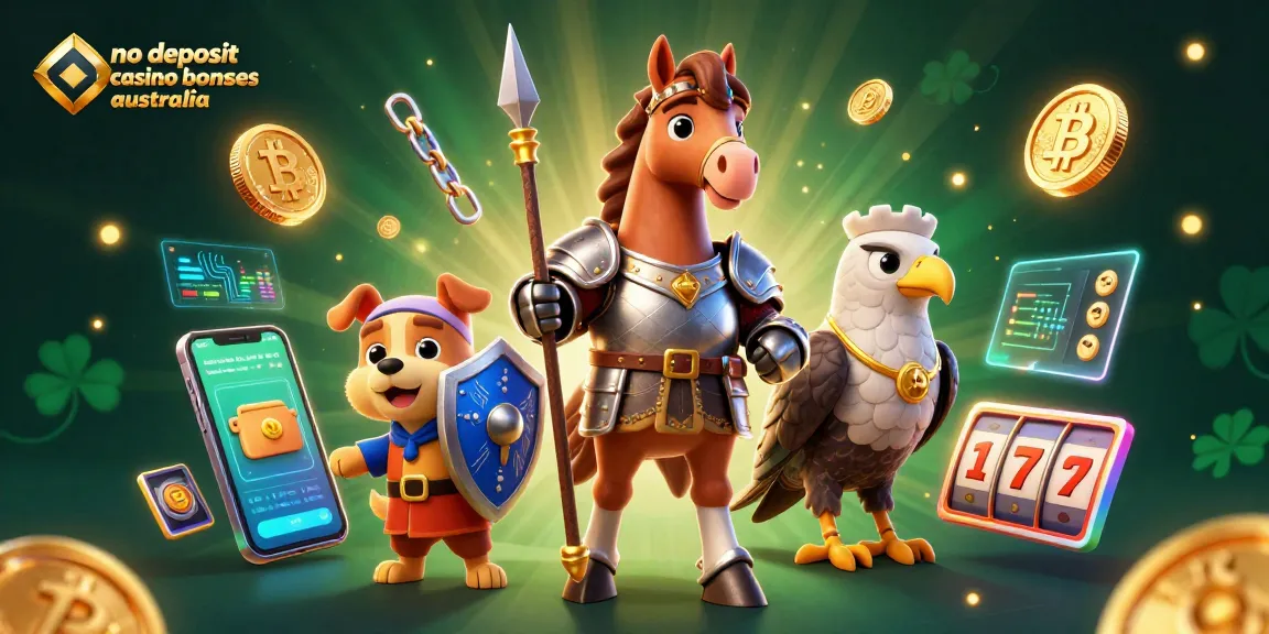 No deposit casino bonuses australia scene showcasing medieval characters and digital gaming elements