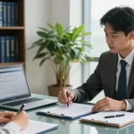 In a modern law office, a lawyer explains what is it worth when navigating legal matters, providing clients personalized consultation.